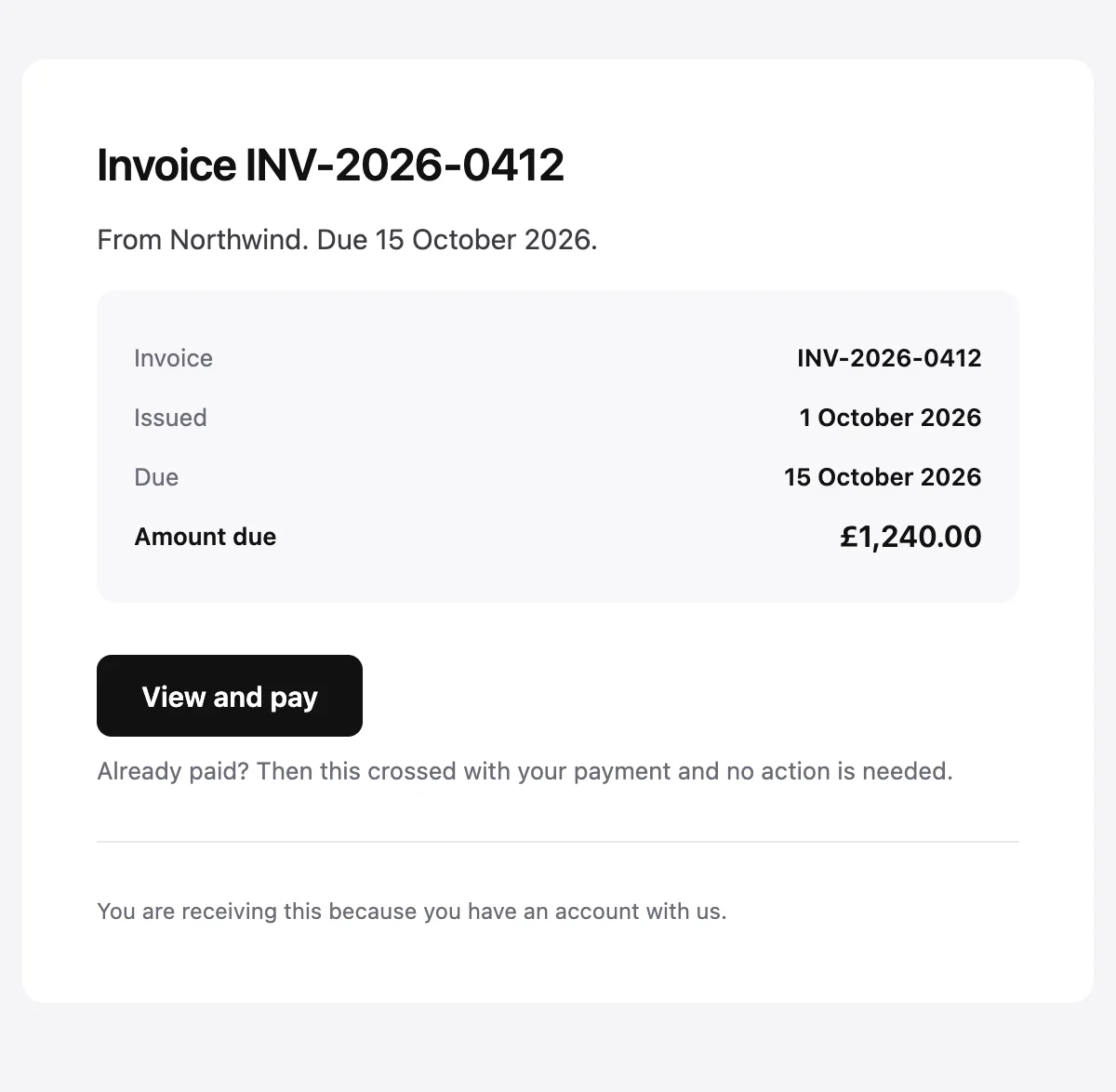 Preview of the Invoice template